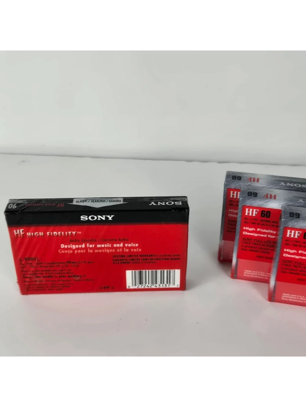 Sony HF Audio Cassette Tape 90min and 60min High Fidelity Red and Black